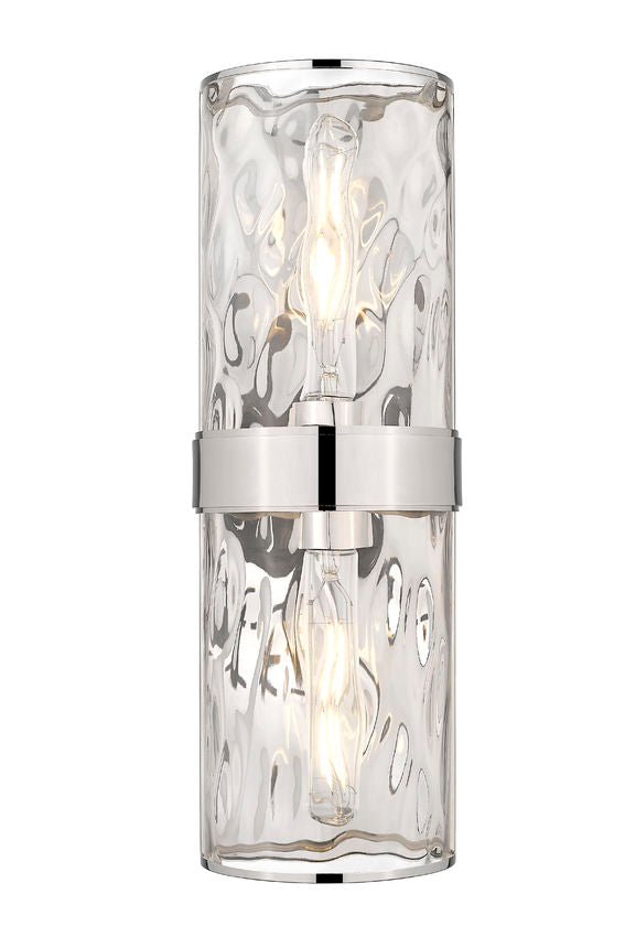 Z-Lite Meridian 6" 2-Light Polished Nickel Steel Frame Clear Water Glass Shade Wall Sconce