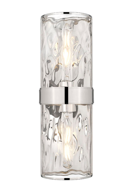 Z-Lite Meridian 6" 2-Light Polished Nickel Steel Frame Clear Water Glass Shade Wall Sconce