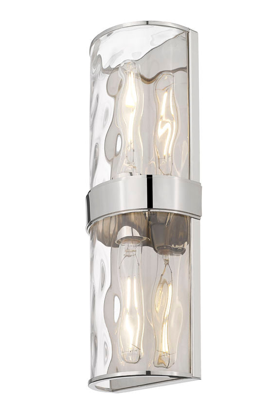 Z-Lite Meridian 6" 2-Light Polished Nickel Steel Frame Clear Water Glass Shade Wall Sconce