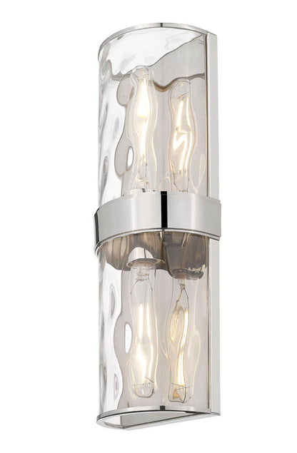 Z-Lite Meridian 6" 2-Light Polished Nickel Steel Frame Clear Water Glass Shade Wall Sconce
