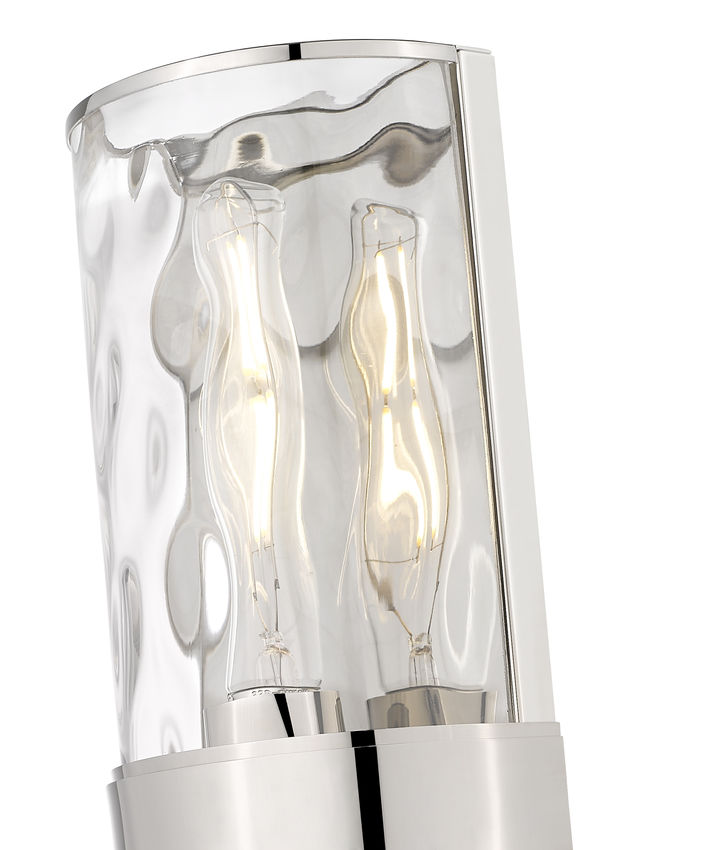 Z-Lite Meridian 6" 2-Light Polished Nickel Steel Frame Clear Water Glass Shade Wall Sconce