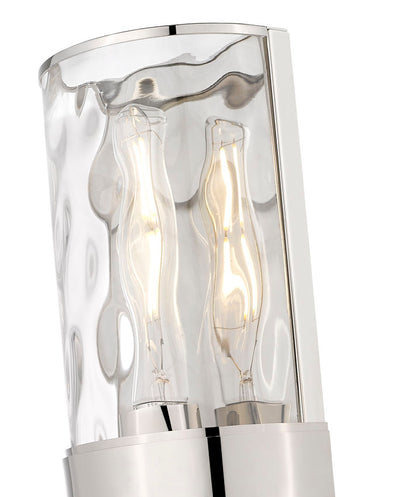 Z-Lite Meridian 6" 2-Light Polished Nickel Steel Frame Clear Water Glass Shade Wall Sconce
