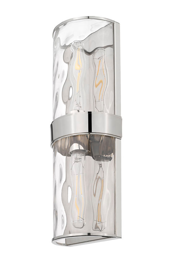 Z-Lite Meridian 6" 2-Light Polished Nickel Steel Frame Clear Water Glass Shade Wall Sconce