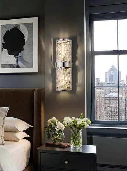 Z-Lite Meridian 6" 2-Light Polished Nickel Steel Frame Clear Water Glass Shade Wall Sconce