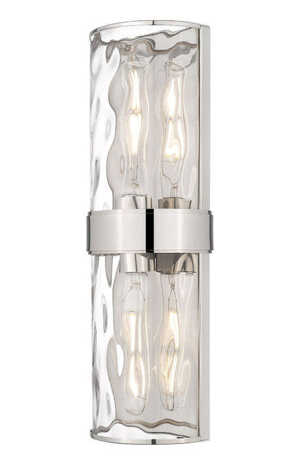 Z-Lite Meridian 6" 2-Light Polished Nickel Steel Frame Clear Water Glass Shade Wall Sconce