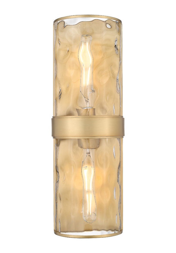 Z-Lite Meridian 6" 2-Light Rubbed Brass Steel Frame Clear Water Glass Shade Wall Sconce