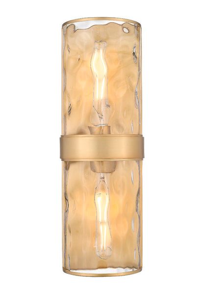 Z-Lite Meridian 6" 2-Light Rubbed Brass Steel Frame Clear Water Glass Shade Wall Sconce