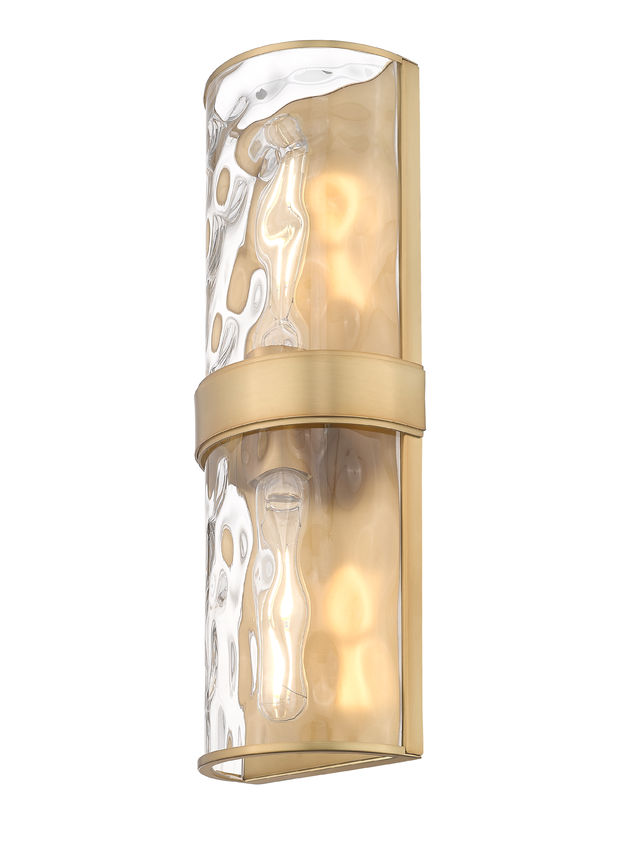 Z-Lite Meridian 6" 2-Light Rubbed Brass Steel Frame Clear Water Glass Shade Wall Sconce