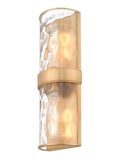 Z-Lite Meridian 6" 2-Light Rubbed Brass Steel Frame Clear Water Glass Shade Wall Sconce