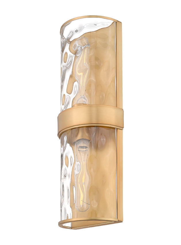 Z-Lite Meridian 6" 2-Light Rubbed Brass Steel Frame Clear Water Glass Shade Wall Sconce