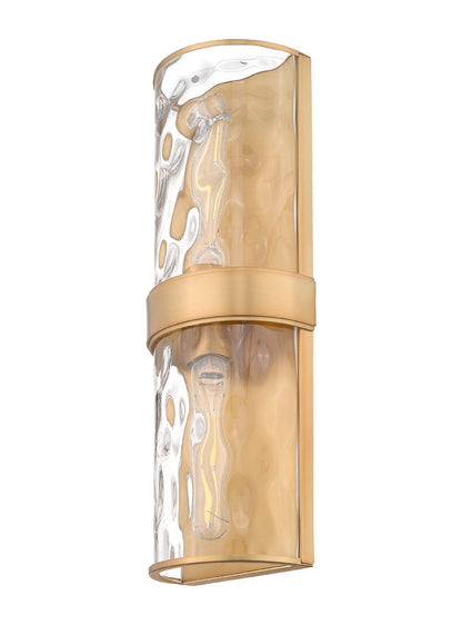 Z-Lite Meridian 6" 2-Light Rubbed Brass Steel Frame Clear Water Glass Shade Wall Sconce