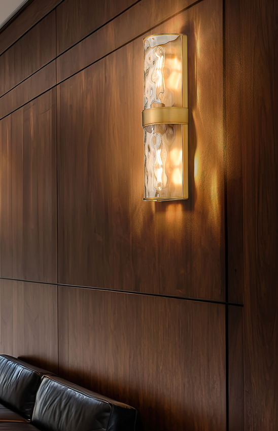 Z-Lite Meridian 6" 2-Light Rubbed Brass Steel Frame Clear Water Glass Shade Wall Sconce