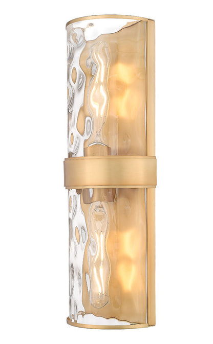 Z-Lite Meridian 6" 2-Light Rubbed Brass Steel Frame Clear Water Glass Shade Wall Sconce