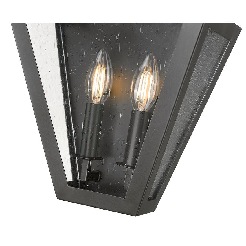 Z-Lite Montalcino 10" 2-Light Iron Ore Steel Frame Clear Seedy Glass Shade Wall Sconce