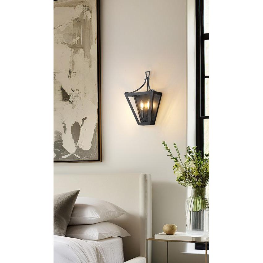 Z-Lite Montalcino 10" 2-Light Iron Ore Steel Frame Clear Seedy Glass Shade Wall Sconce