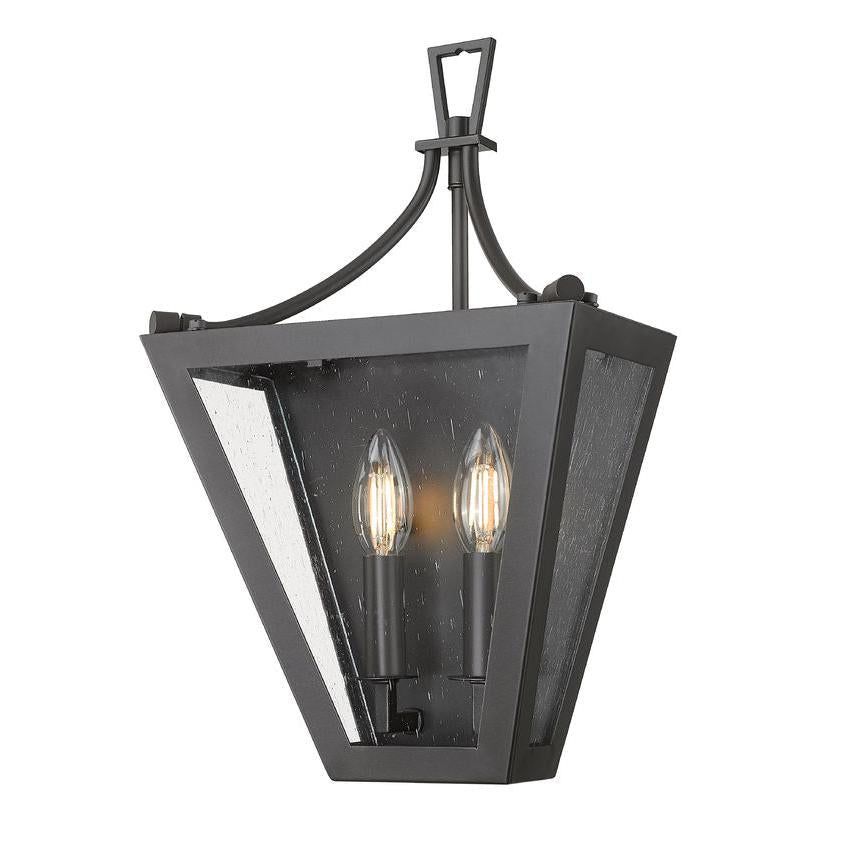 Z-Lite Montalcino 10" 2-Light Iron Ore Steel Frame Clear Seedy Glass Shade Wall Sconce