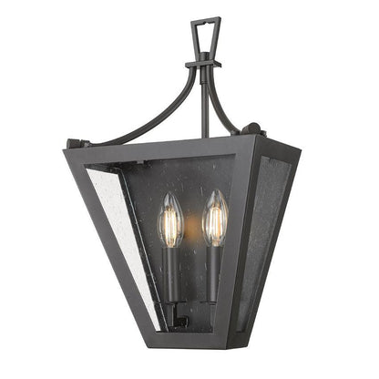 Z-Lite Montalcino 10" 2-Light Iron Ore Steel Frame Clear Seedy Glass Shade Wall Sconce