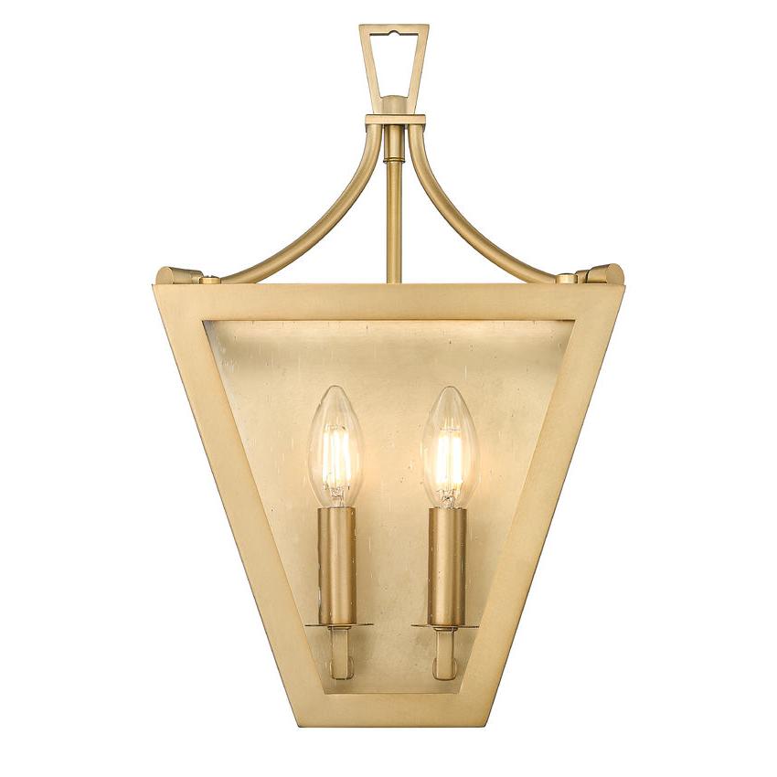 Z-Lite Montalcino 10" 2-Light Rubbed Brass Steel Frame Clear Seedy Glass Shade Wall Sconce