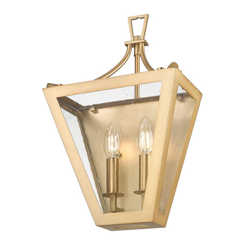 Z-Lite Montalcino 10" 2-Light Rubbed Brass Steel Frame Clear Seedy Glass Shade Wall Sconce