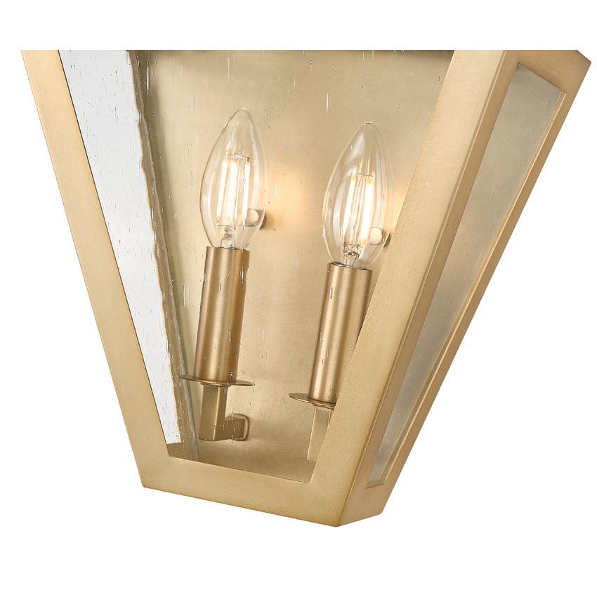 Z-Lite Montalcino 10" 2-Light Rubbed Brass Steel Frame Clear Seedy Glass Shade Wall Sconce
