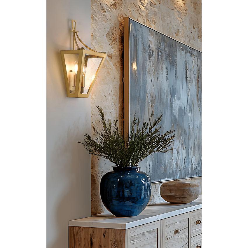 Z-Lite Montalcino 10" 2-Light Rubbed Brass Steel Frame Clear Seedy Glass Shade Wall Sconce