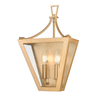 Z-Lite Montalcino 10" 2-Light Rubbed Brass Steel Frame Clear Seedy Glass Shade Wall Sconce