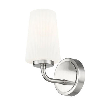Z-Lite Montford 1-Light Medium Bulb Base Brushed Nickel Steel Frame Matte Opal Glass Shade Wall Sconce