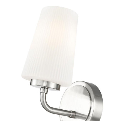 Z-Lite Montford 1-Light Medium Bulb Base Brushed Nickel Steel Frame Matte Opal Glass Shade Wall Sconce