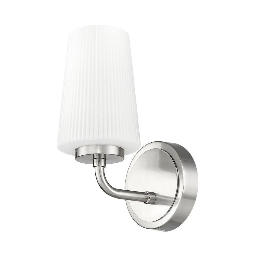 Z-Lite Montford 1-Light Medium Bulb Base Brushed Nickel Steel Frame Matte Opal Glass Shade Wall Sconce