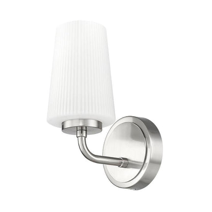 Z-Lite Montford 1-Light Medium Bulb Base Brushed Nickel Steel Frame Matte Opal Glass Shade Wall Sconce