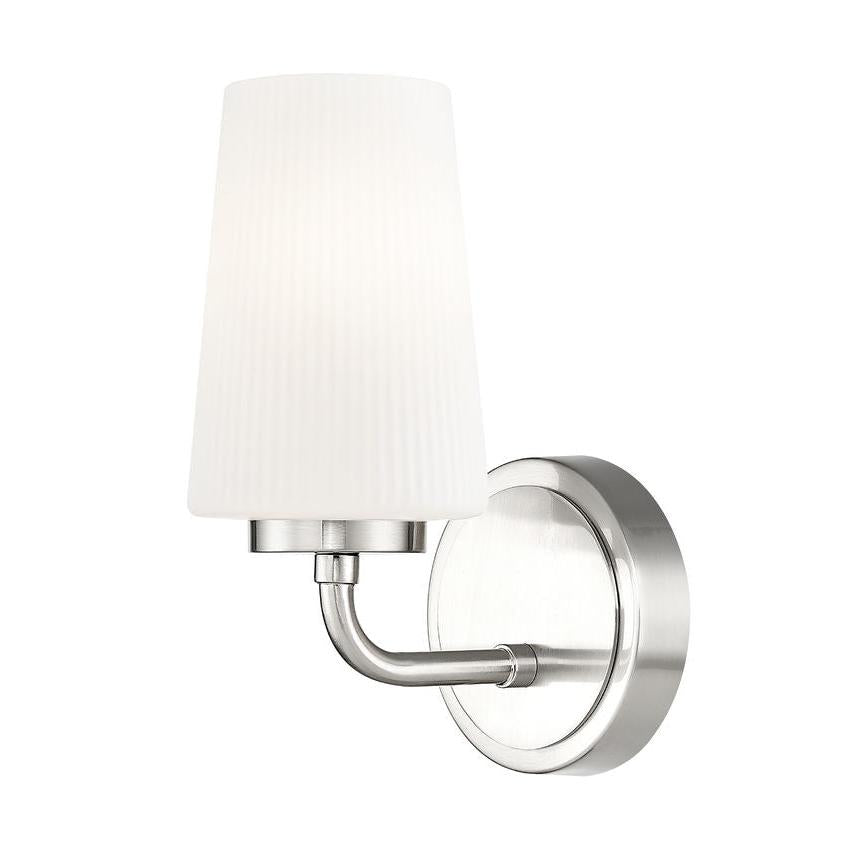 Z-Lite Montford 1-Light Medium Bulb Base Brushed Nickel Steel Frame Matte Opal Glass Shade Wall Sconce