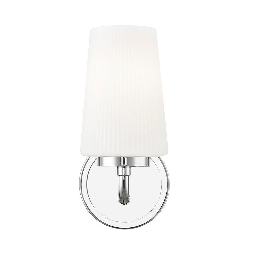 Z-Lite Montford 1-Light Medium Bulb Base Chrome Steel Frame Matte Opal Glass Shade Wall Sconce