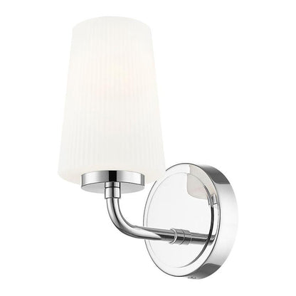 Z-Lite Montford 1-Light Medium Bulb Base Chrome Steel Frame Matte Opal Glass Shade Wall Sconce