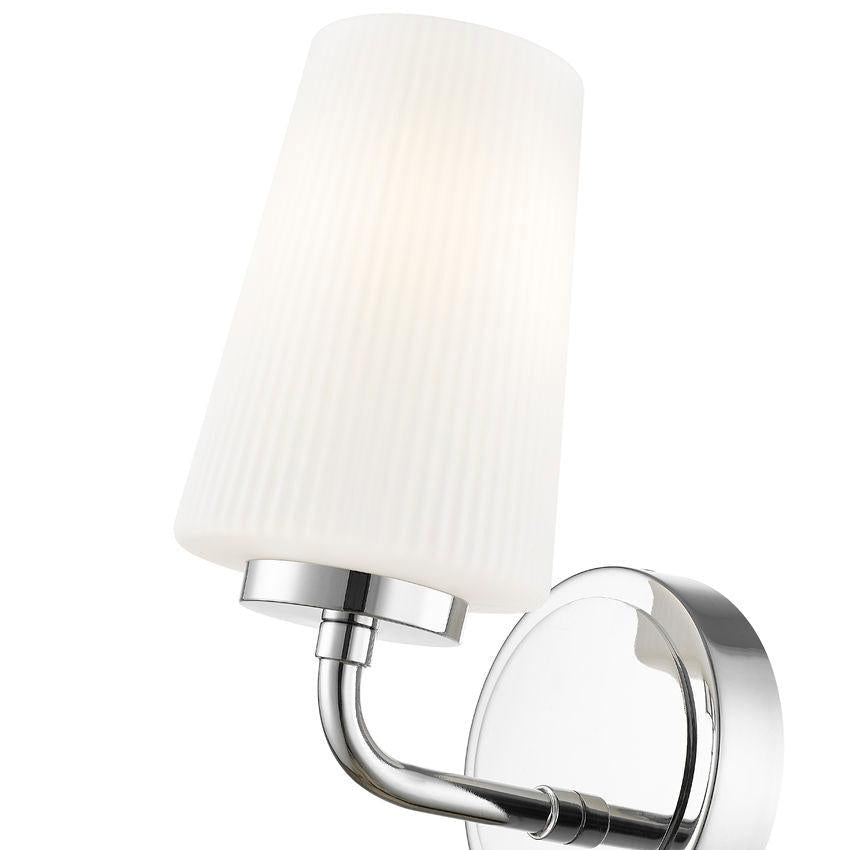 Z-Lite Montford 1-Light Medium Bulb Base Chrome Steel Frame Matte Opal Glass Shade Wall Sconce