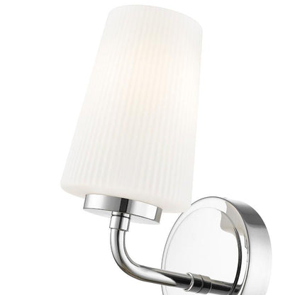 Z-Lite Montford 1-Light Medium Bulb Base Chrome Steel Frame Matte Opal Glass Shade Wall Sconce