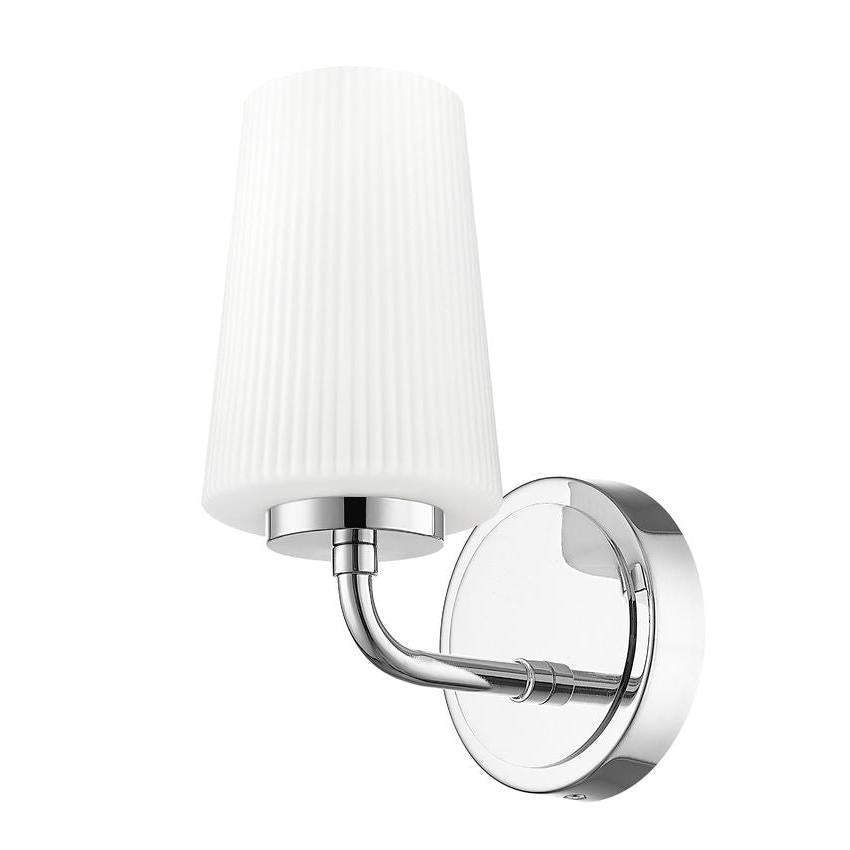 Z-Lite Montford 1-Light Medium Bulb Base Chrome Steel Frame Matte Opal Glass Shade Wall Sconce