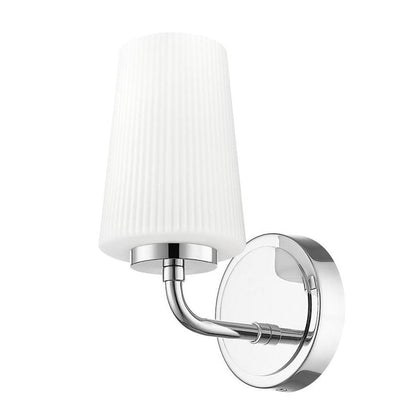 Z-Lite Montford 1-Light Medium Bulb Base Chrome Steel Frame Matte Opal Glass Shade Wall Sconce