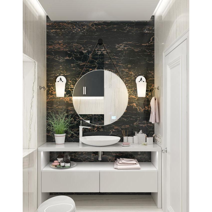 Z-Lite Montford 1-Light Medium Bulb Base Chrome Steel Frame Matte Opal Glass Shade Wall Sconce