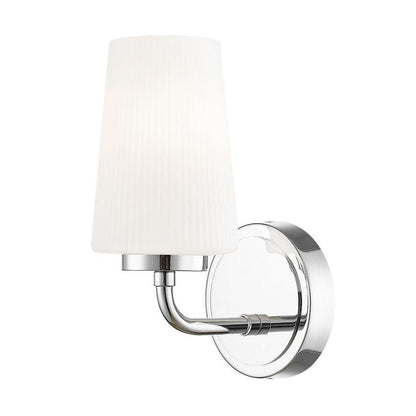 Z-Lite Montford 1-Light Medium Bulb Base Chrome Steel Frame Matte Opal Glass Shade Wall Sconce