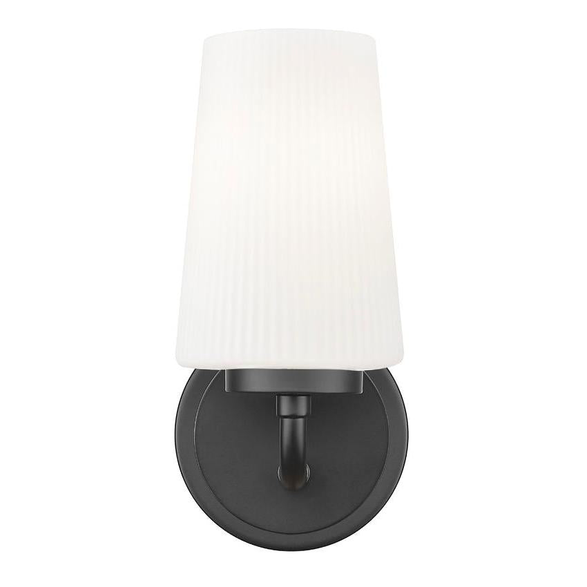Z-Lite Montford 1-Light Medium Bulb Base Matte Black Steel Frame Matte Opal Glass Shade Wall Sconce