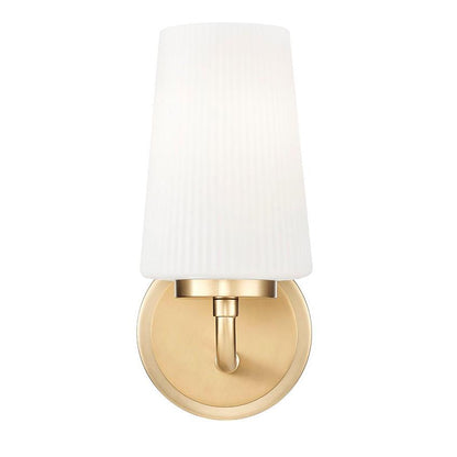 Z-Lite Montford 1-Light Medium Bulb Base Modern Gold Steel Frame Matte Opal Glass Shade Wall Sconce