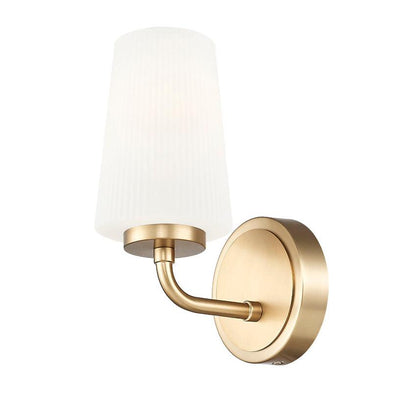 Z-Lite Montford 1-Light Medium Bulb Base Modern Gold Steel Frame Matte Opal Glass Shade Wall Sconce