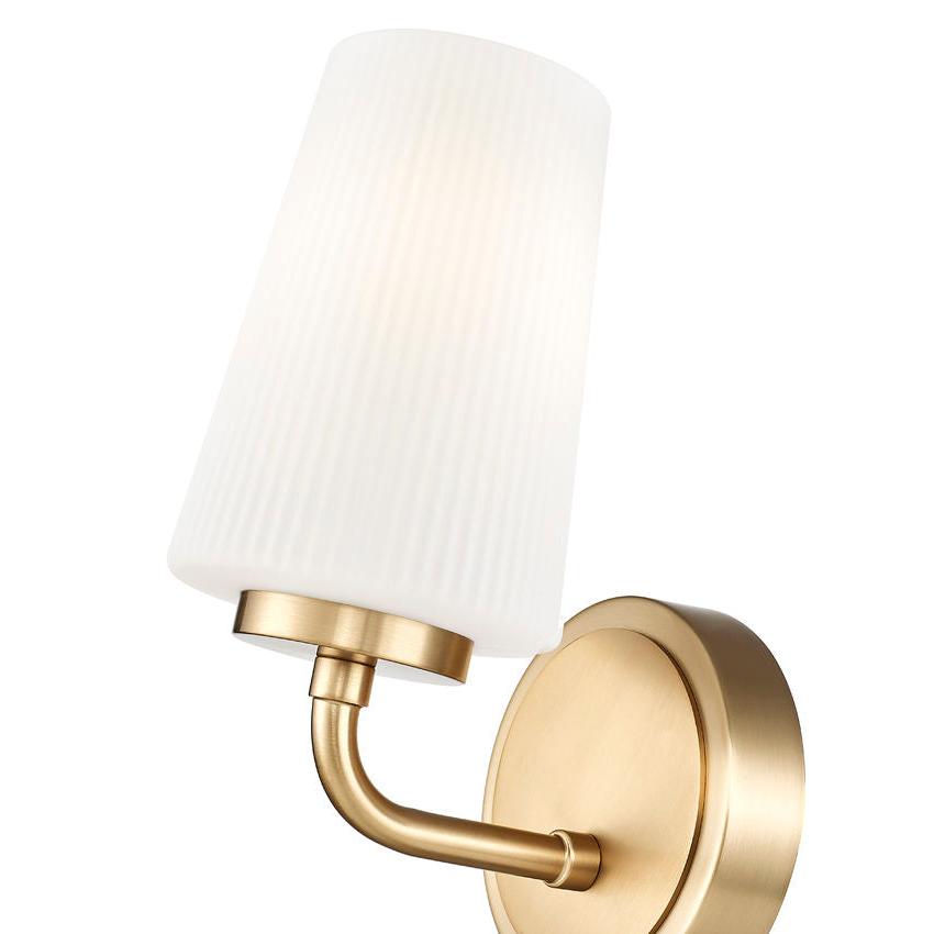 Z-Lite Montford 1-Light Medium Bulb Base Modern Gold Steel Frame Matte Opal Glass Shade Wall Sconce