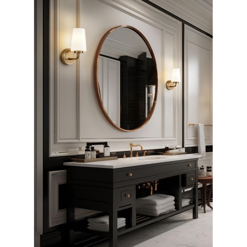 Z-Lite Montford 1-Light Medium Bulb Base Modern Gold Steel Frame Matte Opal Glass Shade Wall Sconce