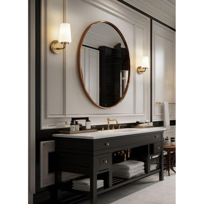 Z-Lite Montford 1-Light Medium Bulb Base Modern Gold Steel Frame Matte Opal Glass Shade Wall Sconce