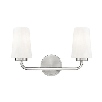 Z-Lite Montford 2-Light Medium Bulb Base Brushed Nickel Steel Frame Matte Opal Glass Shade Vanity Light