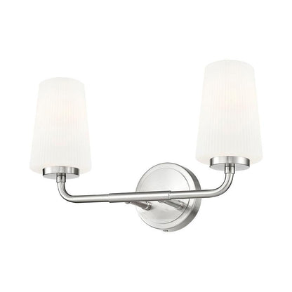 Z-Lite Montford 2-Light Medium Bulb Base Brushed Nickel Steel Frame Matte Opal Glass Shade Vanity Light