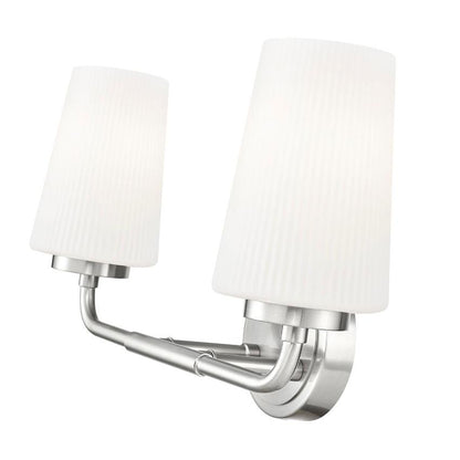 Z-Lite Montford 2-Light Medium Bulb Base Brushed Nickel Steel Frame Matte Opal Glass Shade Vanity Light