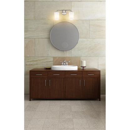 Z-Lite Montford 2-Light Medium Bulb Base Brushed Nickel Steel Frame Matte Opal Glass Shade Vanity Light