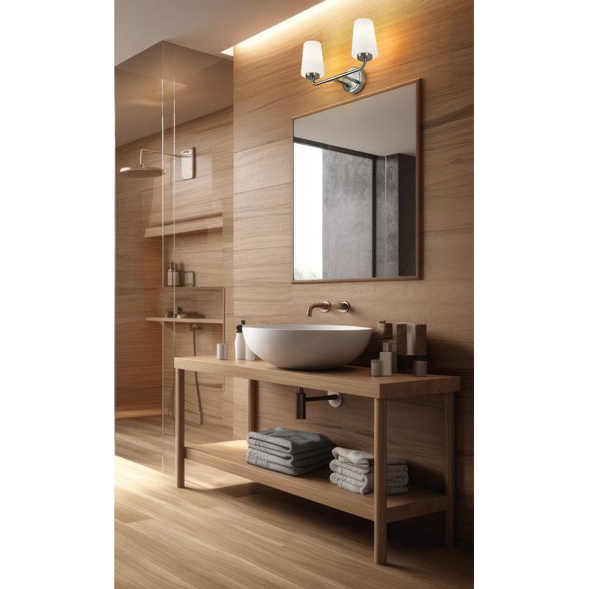 Z-Lite Montford 2-Light Medium Bulb Base Brushed Nickel Steel Frame Matte Opal Glass Shade Vanity Light